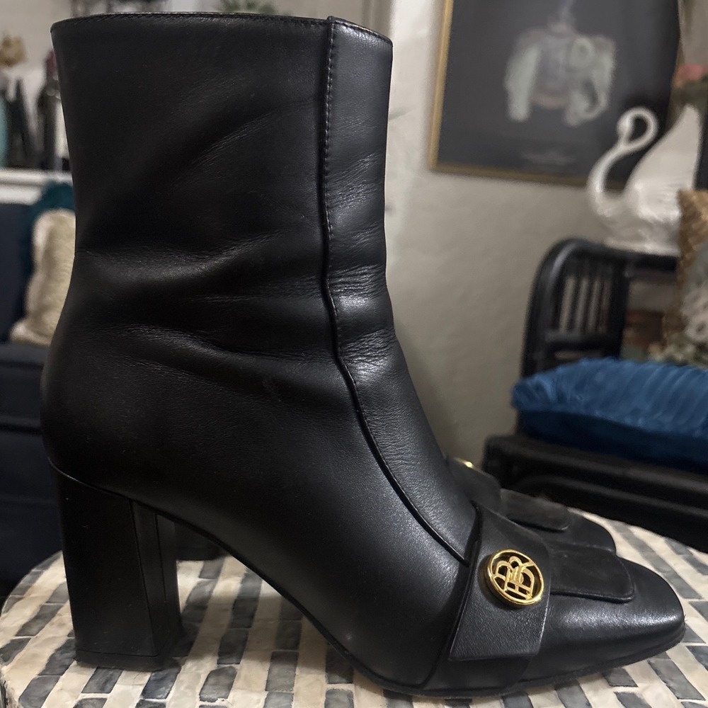 Banana Republic Leather square toe Ankle Boots Black Women's 7.5